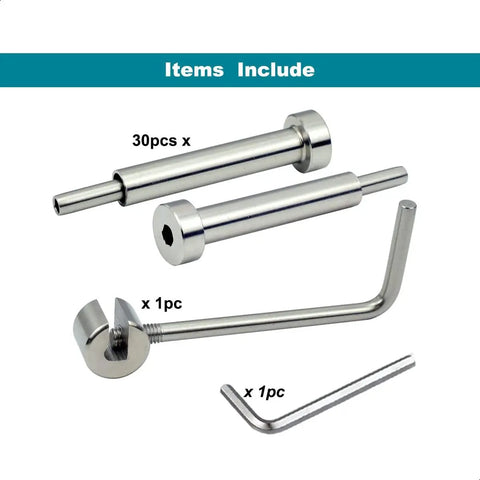 One Eighth Inch Invisible Cable Railing Hardware Kit With Stainless Steel T316 Marine Grade Turnbuckles Pack Of 30 components