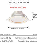 UWYTGF 13 Pack Retrofit Led Recessed Lighting 4 Inch,3000K/4000K/6000K Dimmable,5W Led Can Lights,White Smooth Trim,Simple Retrofit Installation -Led Recessed,Silver display showing 105mm diameter and 45mm height.