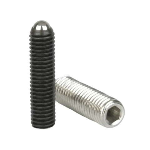 304 Stainless Steel Spring Ball Plunger Set Screw Hex Socket Grub Point Fastener Bolt M3 To M24 Range, showing black and silver screw designs.