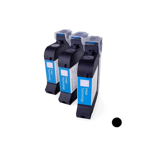 Fast Dry Black Solvent Ink Cartridge 42ml 12.7mm For Industrial Marking Printers Pro Grade Performance Clear Coding Print Stable Ink Output Easy Replacement Durable Marks On Metal Plastic Packaging Surfaces, three cartridges