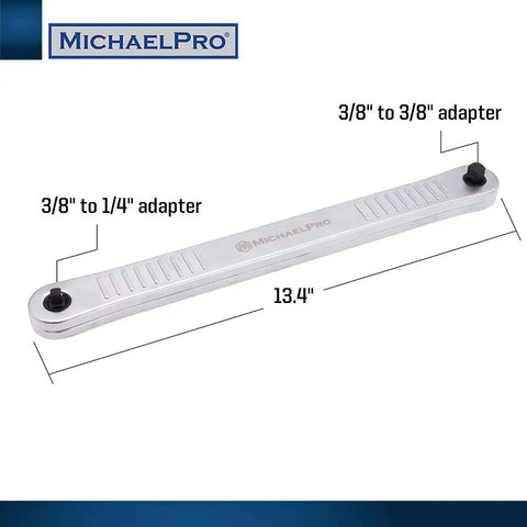 Extension Wrench Built Tough With 13.4 Inch Length And 3/8 Inch Square Drive Heavy Duty Steel Frame Aluminum Casing with adapters