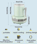 Self Heating And Cooling Smart Mug Keeps Your Beverage On Point With One Button 14 Oz Portable Thermoelectric Cup For Office Desk Home Use Ideal Gift In Fresh Green dimensions and features diagram.