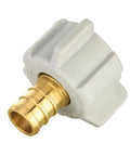 10 Piece PEX Swivel Adapter Fittings Half Inch PEX To Half Inch Female NPT Brass Crimp Lead Free For PEX Tubing Systems Great For DIY Home Plumbing Works With Stainless Steel Clamp And Copper Crimp Rings ASTM F1807 NSF Certified brass swivel fitting close-up