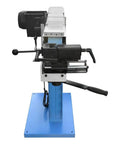 Side view of Pro Grade Heavy Duty Industrial Tube And Profile End Belt Grinder 4 X 78 Inch High Speed Metalworking Sander.