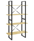 Four-Tier Book Cabinet With Solid Pine Wood Bookshelf And Metal Frame, Industrial Display Shelf for Living Room and Office