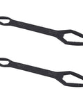 Double End Self Tightening Wrench Set For 8 To 22mm 2 Piece Handy Tool Kit For Quick Nut Gripping No Slip Clamp Easy Home Repair Durable Black Finish shown with dual-head design and serrated edges.