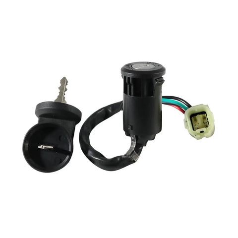 Heavy Duty Ignition Switch Lock Kit With Keys For KXR 250 Maxxer Euro 2 ATVs Aluminum Build, black wired connector