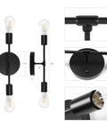Industrial Black Vanity Light Fixtures For Bathroom Hardwired Farmhouse Wall Sconce 2 Pack, close-up on assembly details
