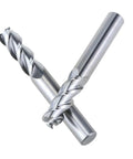 Two Beast Mode 3 Flute Tungsten Carbide End Mill For Aluminum CNC Tool R0.5 Radius D4mm L50mm seen in crossed position