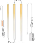 Three Pack 12 Inch Linkable Under Cabinet LED Light Strips Dimmable Multi Color Temperature 3000K 4000K 6000K with cords and adapter