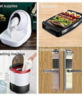 Collage of home improvement items: pet litter box, barbecue grill, washing machine, and electronic door locks.