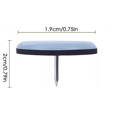 Side view of Silent Chair Leg Glides 20 Pack Reusable Floor Protection Pads, showing dimensions and nail-on design.