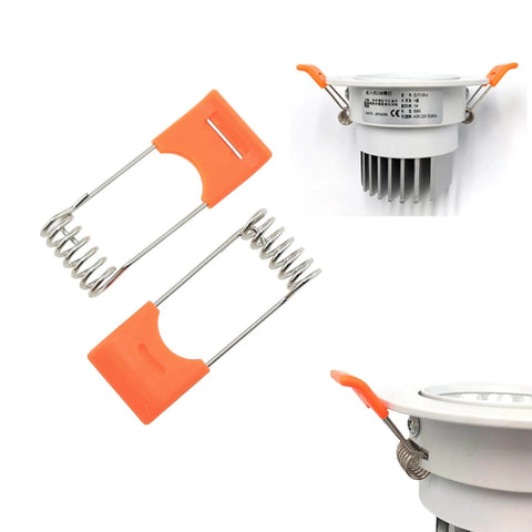 12 Pack Recessed Ceiling Light Accessory Tube Spring Clips Orange Downlight Torsion Springs For LED Downlights Panel Lights And Ceiling Fixtures High Elasticity Carbon Steel Wire With Durable Plastic Handle