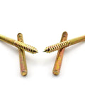 Hardcore 5/16-18 X 3 Inch Hanger Bolts 8 Pack Zinc Plated Steel double ended lag screws displayed in a cross pattern.