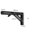 Heavy Duty Triangle Folding Shelf Brackets 14 Inch Set Of 2 Metal DIY Built Tough Hinge Accessories For Workbench Tools, side view