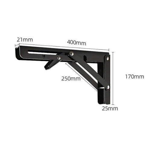 Heavy Duty Triangle Folding Shelf Brackets 14 Inch Set Of 2 Metal DIY Built Tough Hinge Accessories For Workbench Tools, side view