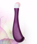 Needle Threading Device With Replaceable Alignment Wheel For Neat Stitches, Pro Grade Durable Plastic Sewing Wheel, Handy Patchwork Tool For Sewing And Patchwork Projects, Easy Grip, Perfect For Crafting, Quilting, And Mending. Purple plastic needle threading tool with pink wheel.