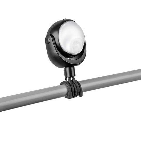 Portable LED Motion Sensor Light With 148 Lumens, 13 Ft Detectable Range, Flexible Tripod Base and Magnetic Option attached to a pole
