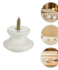 Top Shelf Real Deal Round Wooden Cabinet Knobs 10 Pack Self Tapping Pulls For Kitchen Drawers And Dressers No Sweat Installation Modern Rustic Home Upgrades Heavy Duty Premium Finish Quality white round knob with screw for easy installation