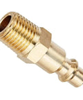 Close-up of brass fitting from 10 Piece Brass One Quarter Inch NPT Quick Connect Air Fittings Kit With M Style Couplers And Plugs For Air Compressors