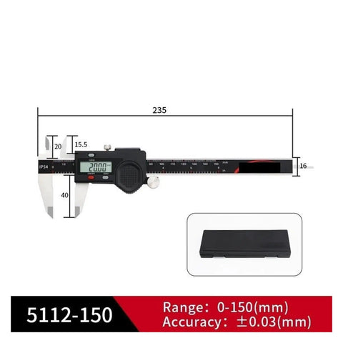 NHYWGMZG IP54 Waterproof Digital Caliper 150mm Stainless Steel, showing measurement scale and digital display.