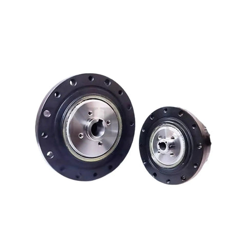 Top Shelf XZS50-160 Harmonic Reducer Packing Tough 160 Reduction Ratio, two units showcasing design for robotic arms
