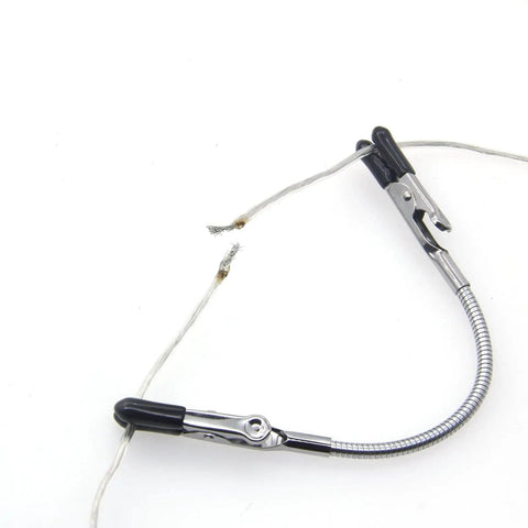 Two Pack Wire Holders For Soldering In Field Durable Adjustable Helping Hands Clamps with wires and protective caps visible