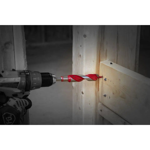 Go-To Heavy-Duty 7/8 Inch Diameter Wood Auger Bit With Dura-Tip Technology And Dual Cutting Edge For Nail-Embedded Wood in use