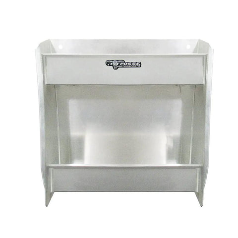 Front view of Compact Aluminum Storage Cabinet for Garage and Trailer Enclosed Organizer Holds Six Oil Quarts and Six Aerosol Cans Rugged USA Made with a Five Year Warranty Tough for Tight Spaces and Busy Workbenches.