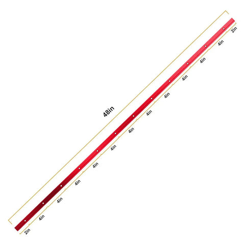 Two Pack 48 Inch Aluminum T Tracks For Woodworking Red Universal T Track Rails With Pre Drilled Holes and Measurements