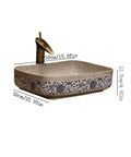 USZWBY Vessel Sinks Bathroom Vessel Sink Art Countertop Basin Chinese Style Ceramic Washbasin with Faucet Combination Bathroom Bowl Sink, 50cm x 39cm x 12.5cm.