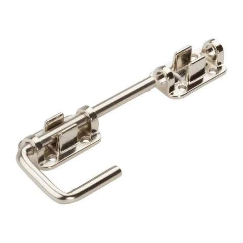 Beefy Heavy Duty Sliding Door Latch One And A Half Inch Nickel Finish Steel Surface Mount Security Latch for interior and exterior doors