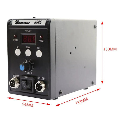 Front view of 2in1 Hot Air Rework Station With Soldering Iron 750W 110V For SMD SMT BGA Desoldering, compact design with controls.