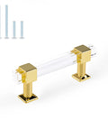 10 Pack 3 Inch Center To Center Cabinet Handles With Clear Acrylic Square Tube And Gold Finish Zinc Alloy Base For Kitchen Cabinets Drawers Dressers
