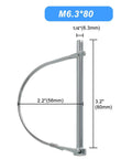 2Pack Premium Trailer Hitch Pin Set 1/4 X 3.2 Inch Built Tough Durable Carbon Steel Zinc Plated side view with dimensions
