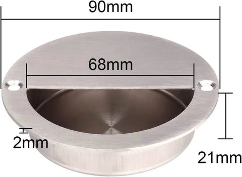 Built Tough 2 Pack Round Recessed Concealed Flush Pull Handles For Sliding Doors And Cabinets Grade 304 Stainless Steel Inset Finger Grips With Killer Smooth Edges And Screws
