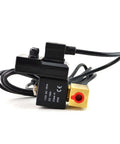 Easy Install Timed Electric Auto Drain Valve For Air Lines One Quarter Inch NPT 110V with Solid State Timer shown with wires