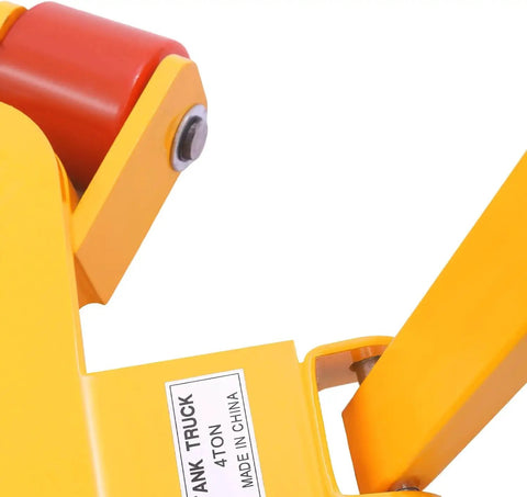 Close-up of Heavy Duty Machine Skates 4409 Lbs Rock Solid Carbon Steel with red swivel rollers for moving heavy items.