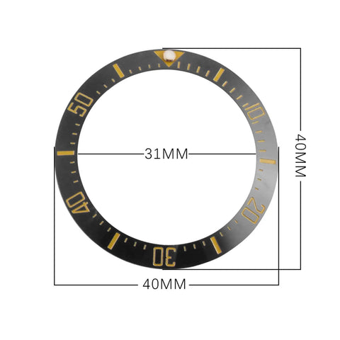 Ceramic Bezel Insert For 43mm Sea Dweller GMT Watch Face Replacement Bezel Durable Deep Sea Style Ideal For DIY Watch Repair And Upgrades Easy Swap Brown Color with measurements.