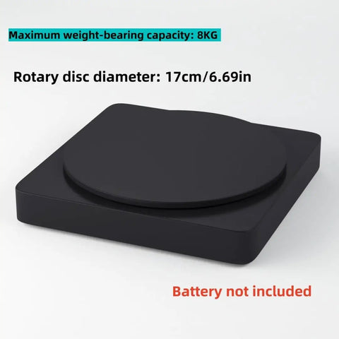 360 Degree Motorized Rotating Display Stand For Photography Products, 17cm diameter black platform, 8kg capacity.