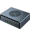 Intel Core i7-1195G7 Mini PC With Blazing DDR4 RAM, M.2 Storage Flex, Dual LAN Connect, side view with ventilation and ports.