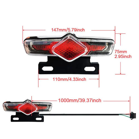 Rear light from 3 In 1 E Bike Light Kit With Headlight Tail Light Horn And Turn Signals DK336 Switch QD168 Light Set LCD Display
