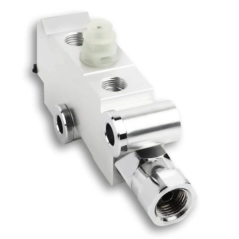 Universal Disc Drum Brake Proportioning Valve with smooth stopping power, silver aluminum finish, ideal for heavy duty rides.