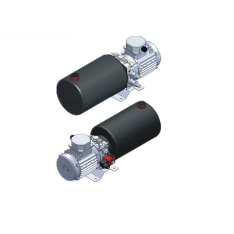 Double Acting Hydraulic Power Unit Black With 12V DC, 24V DC, 220V AC, 380V AC Options, 0.5 to 5.5 kW, 2 to 20 LPM Flow, Beefy Industrial Hydraulic Power System