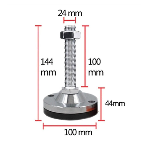 Heavy Duty Adjustable Furniture Leveling Feet With Non Slip Rubber Bottoms Rock Solid Screw Legs For Wobbly Tables Chairs Cabinets And Sofas Super Sturdy Carbon Steel Two Pack with dimensions shown.