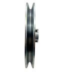 Side view of 8 Inch Single Groove V Belt Pulley with 5/8 Inch Bore, 1 Groove, Motor Pulley for A, B, 5L and 4L V Belts, Carbon Steel