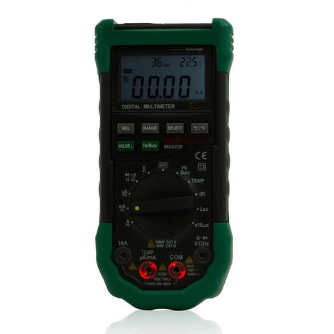 All In One 5 In 1 Auto Range Digital Multimeter With Lux Light Meter, Sound Level And Temperature Humidity Tester front view