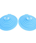 Two blue SUNGOOYUE Silicone Tub Stoppers Strong Suction Seal with spiral design for effective drainage use.