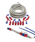Top Tier 10FT Braided Nylon Fuel Line Kit With Silver CPE Fittings For Hydraulic Fluid Pump Gas And Alcohol Transfer Perfect Build Your Own Custom Setup Today coiled hose and fittings