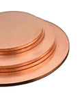 Pure Copper Round Plate And Heavy Duty Circle Washer For Cnc Machining And Fabrication Hella Conductive Straight Up Premium For Metal Processing And Welding Projects One Point Two Millimeter Thick By Three Hundred Millimeter Wide stacked discs with a shiny finish.